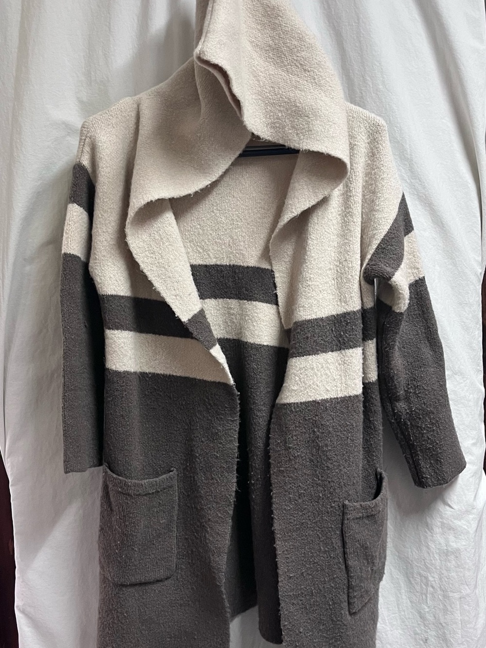 Wildflower Hooded Long Sweater Cardigan Size S/M Brown and Tan Warm Soft
